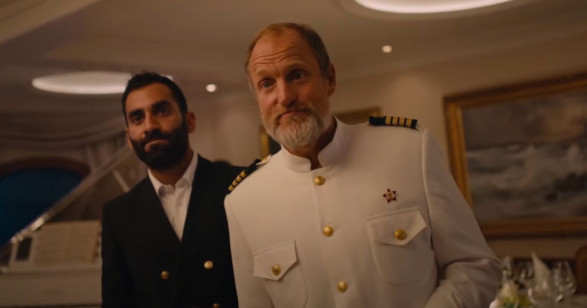 Woody Harrelson as Captain Thomas Smith talks to an annoying and pious guest.