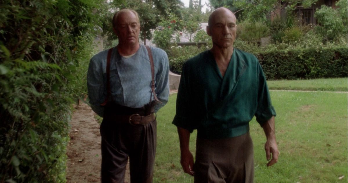 Picard and his brother walk to the vineyard