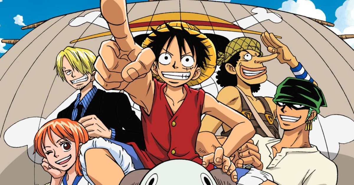 Straw Hat Pirates with Luffy in the forefront One Piece
