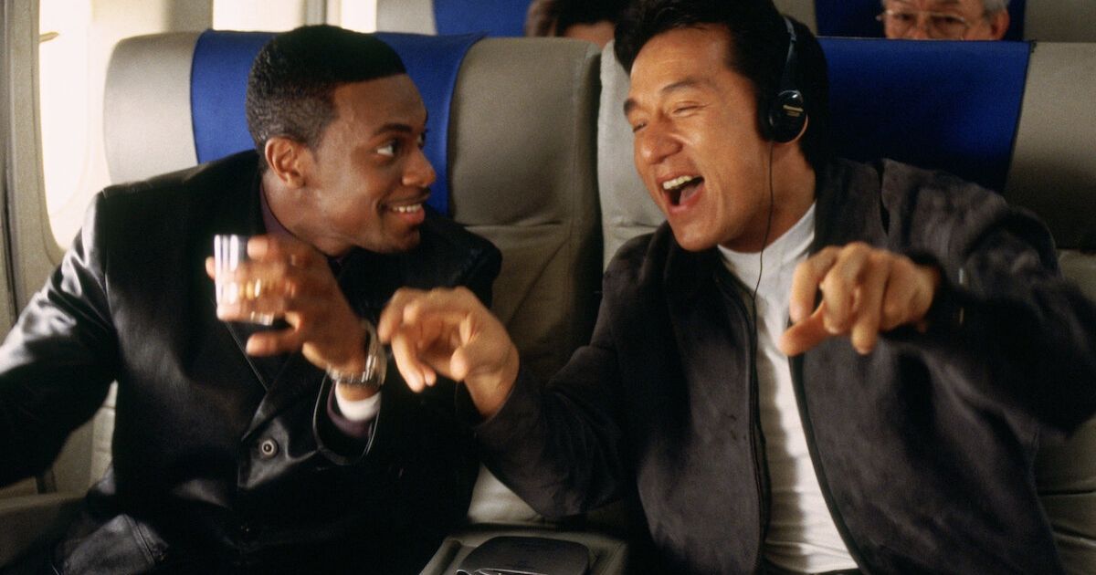Jackie Chan and Chris Tucker enjoying a moment in Rush Hour.