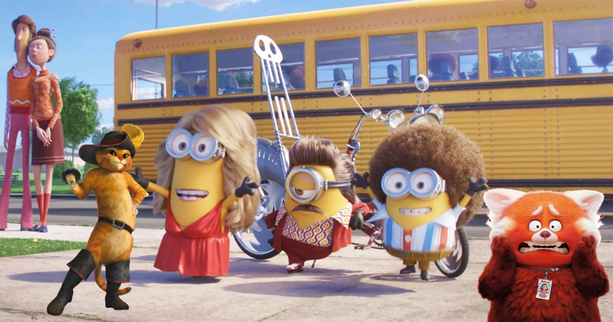 Animated Movies in 2022 including Minions: Rise of Gru, Puss in Boots: The Last Wish, and Turning Red