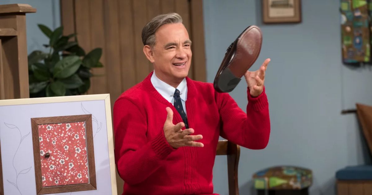 Tom Hanks tosses a shoe in A Beautiful Day in the Neighborhood