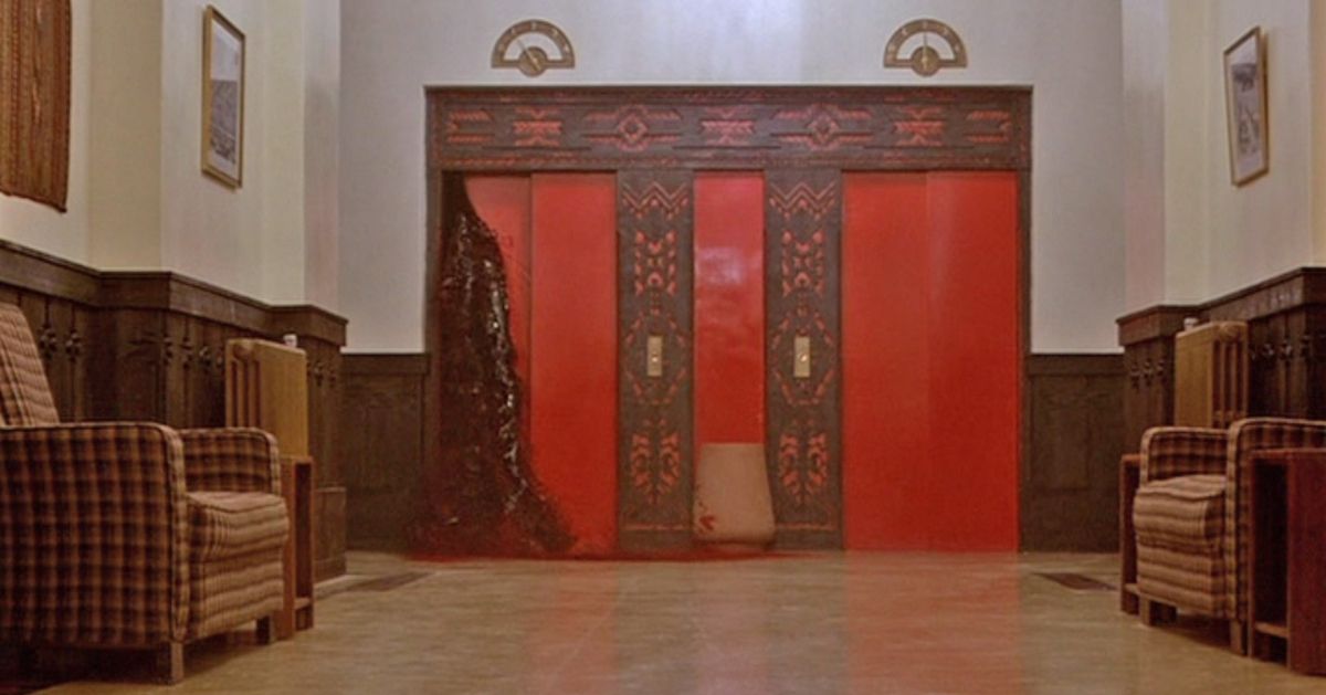 Blood comes from the elevator in the movie The Shining