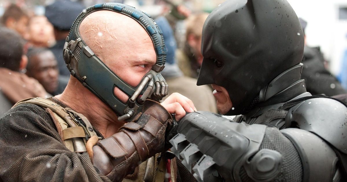 Tom Hardy and Christian Bale in The Dark Night Rises