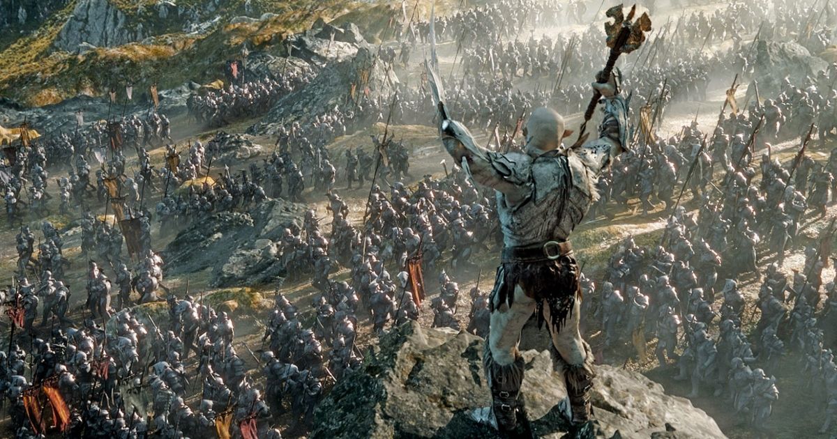 Azog commands his army from Dol Goldur in The Hobbit: The Battle of Five Armies