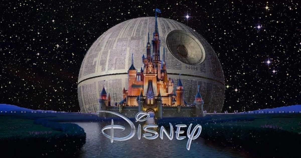 Disney Star Wars logo with Death Star and castle