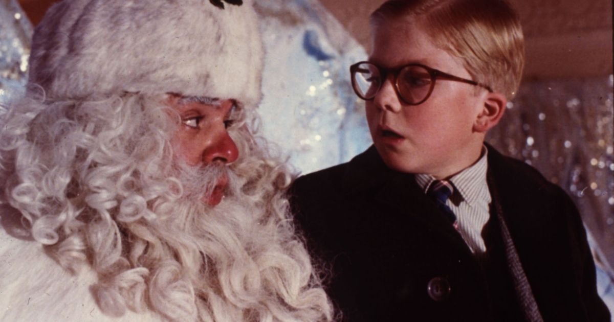 Ralphie and Santa in A Christmas Story