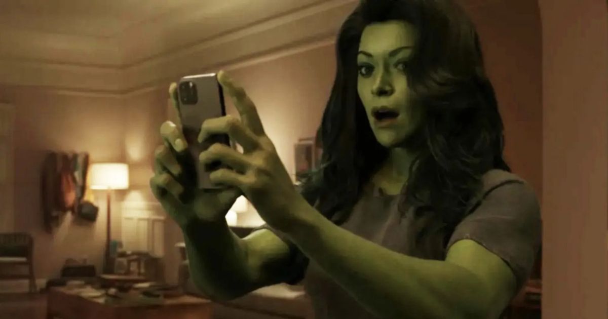 She-Hulk takes a selfie in the Disney Marvel show filled with cameos