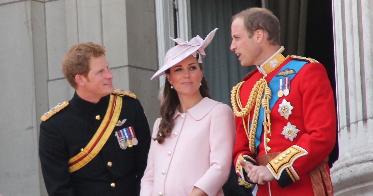 The Duke and Duchess of Cambridge, Prince George of Cambridge, and Prince Harry on the balcony of Buckingham Palace, June 2013