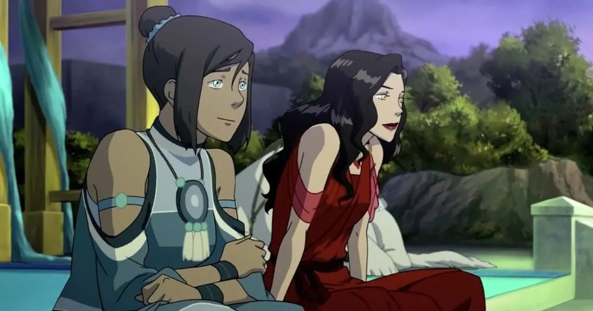 Janet Varney as Korra and Seychelles Gabriel as Asami in The Legend of Korra, talking about their future.