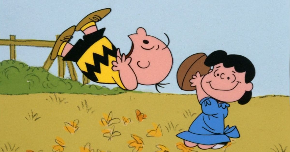 Charlie Brown and Lucy preform their classic football skit