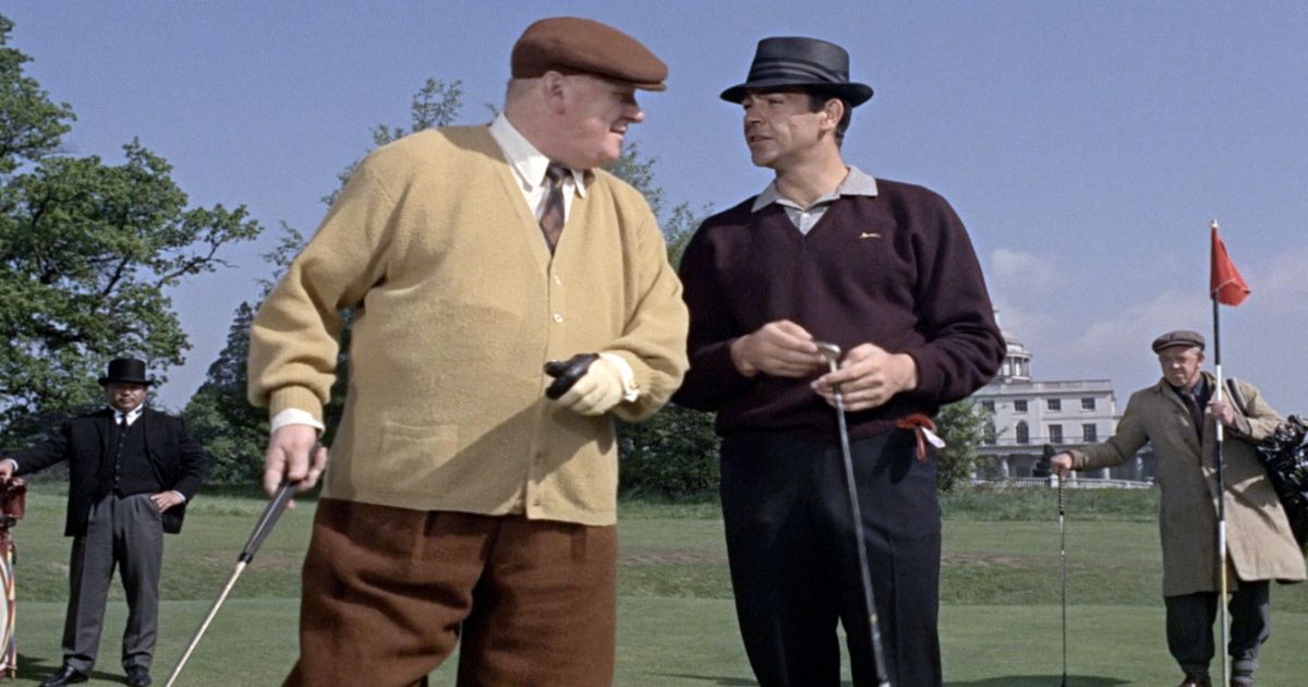 Bond and Goldfinger play golf in Goldfinger