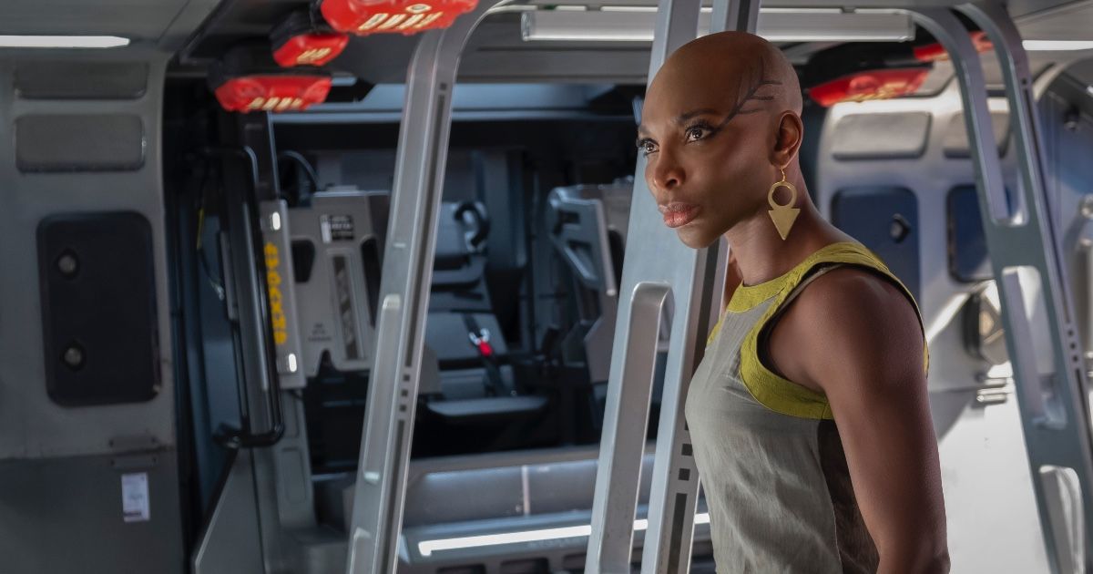 Michaela Coel as Aneka in Marvel Studios' BLACK PANTHER_ WAKANDA FOREVER