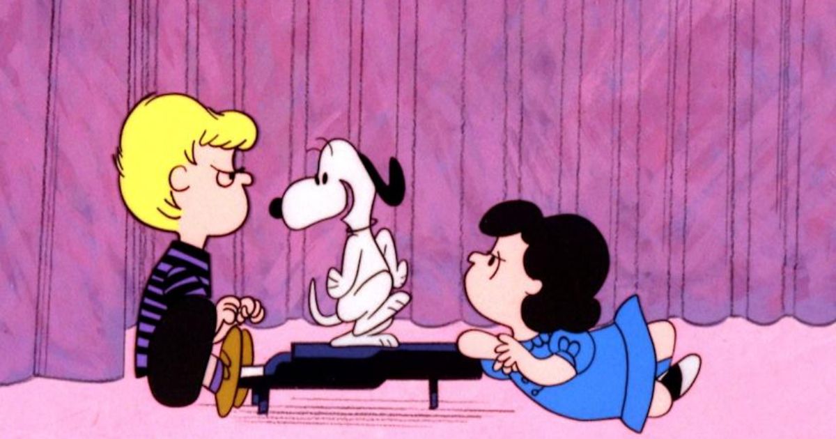 Snoopy mocking Lucy in Peanuts and Charlie Brown