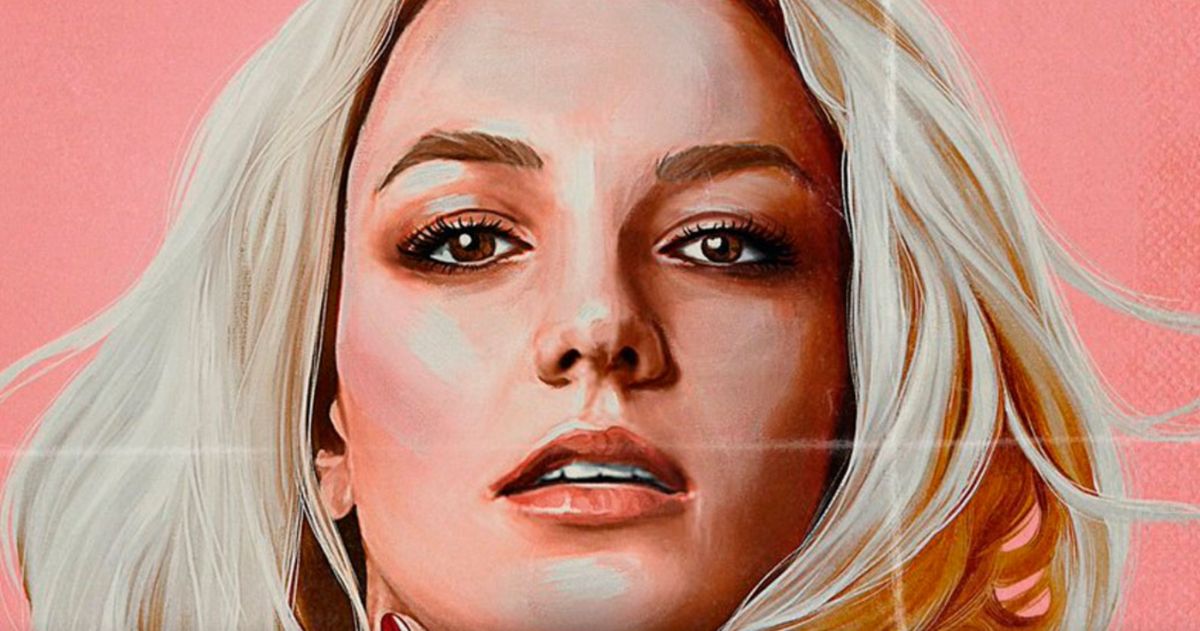 An upclose portrait of Britney Spears that looks like a painting.