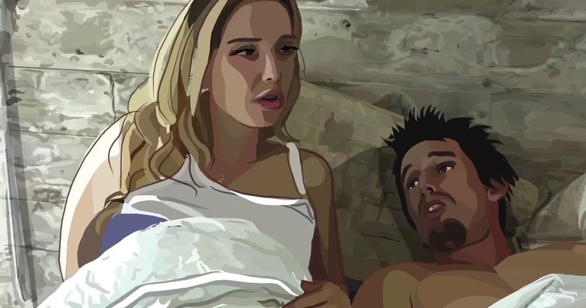 Julie Delpy and Ethan Hawke in Waking Life