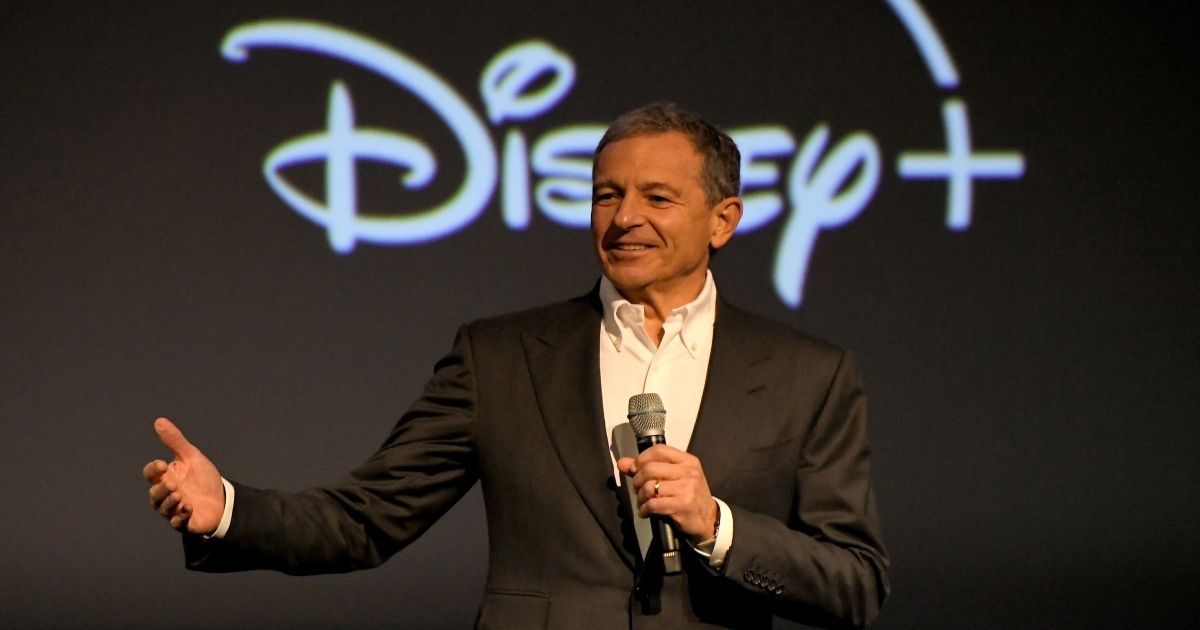 Bob Iger on-stage talking about Disney+