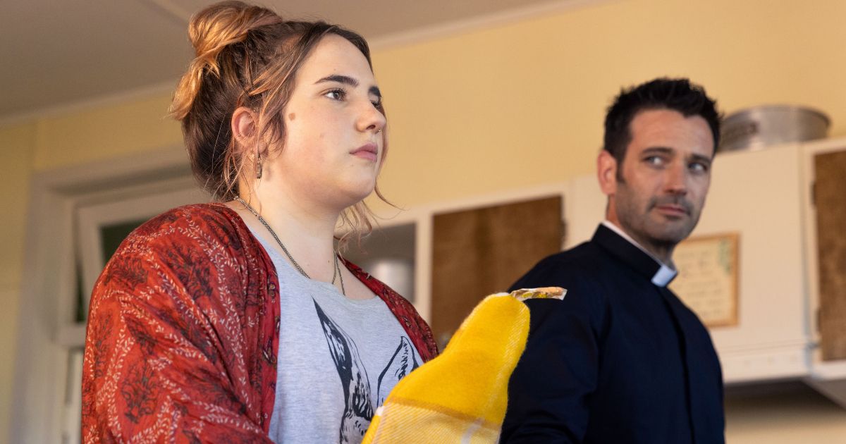 Colin Donnell and Daisy in the 2022 Peacock TV show Irreverent