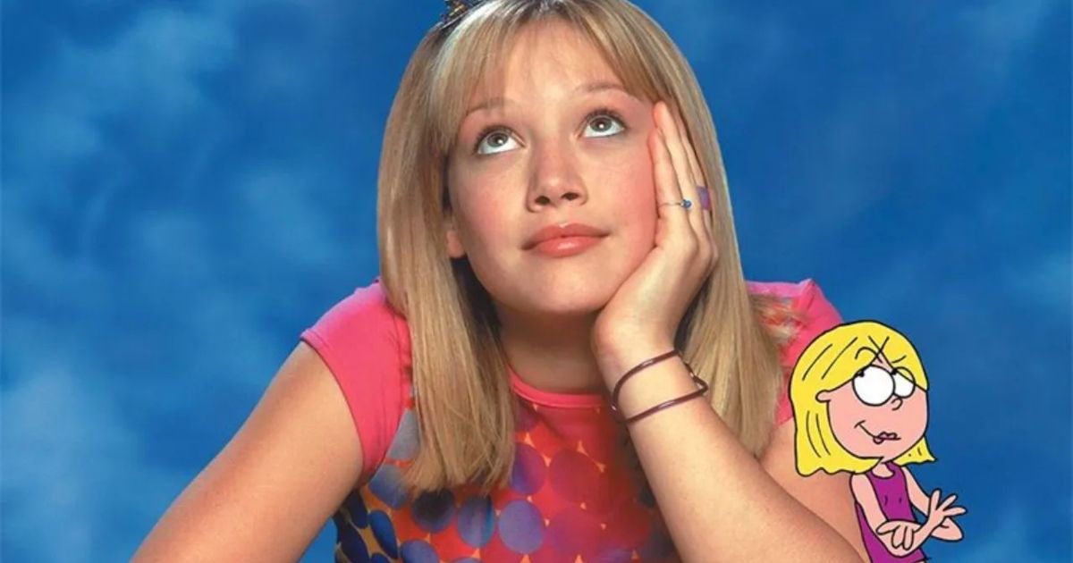 Hilary Duff as Lizzie McGuire with her animated version
