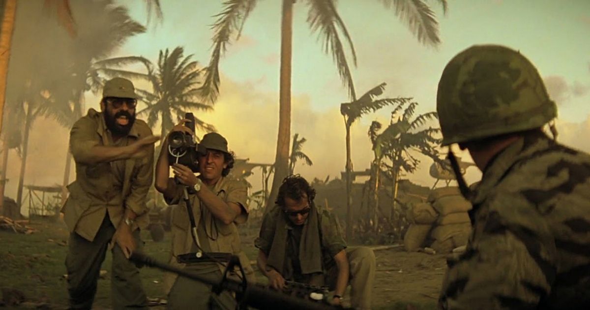 'Apocalypse Now' sand scene with camera crew trying to capture some of the action