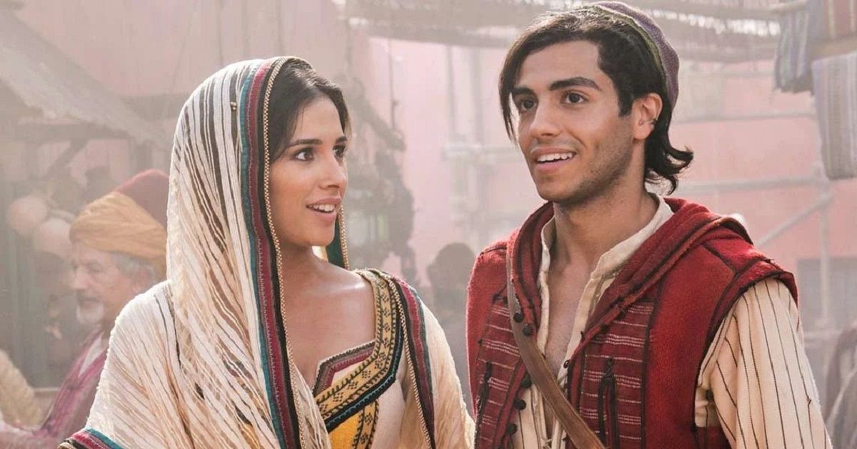 Mena Massoud and Naomi Scott in Aladdin