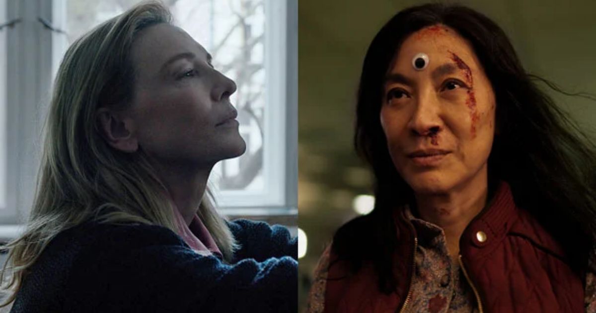 Cate Blanchett and Michelle Yeoh in the films Tar and Everything Everywhere All at Once
