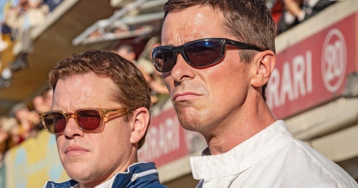 Matt Damon as Carroll Shelby and Christian Bale as Ken Miles in Ford V. Ferrari (2019)