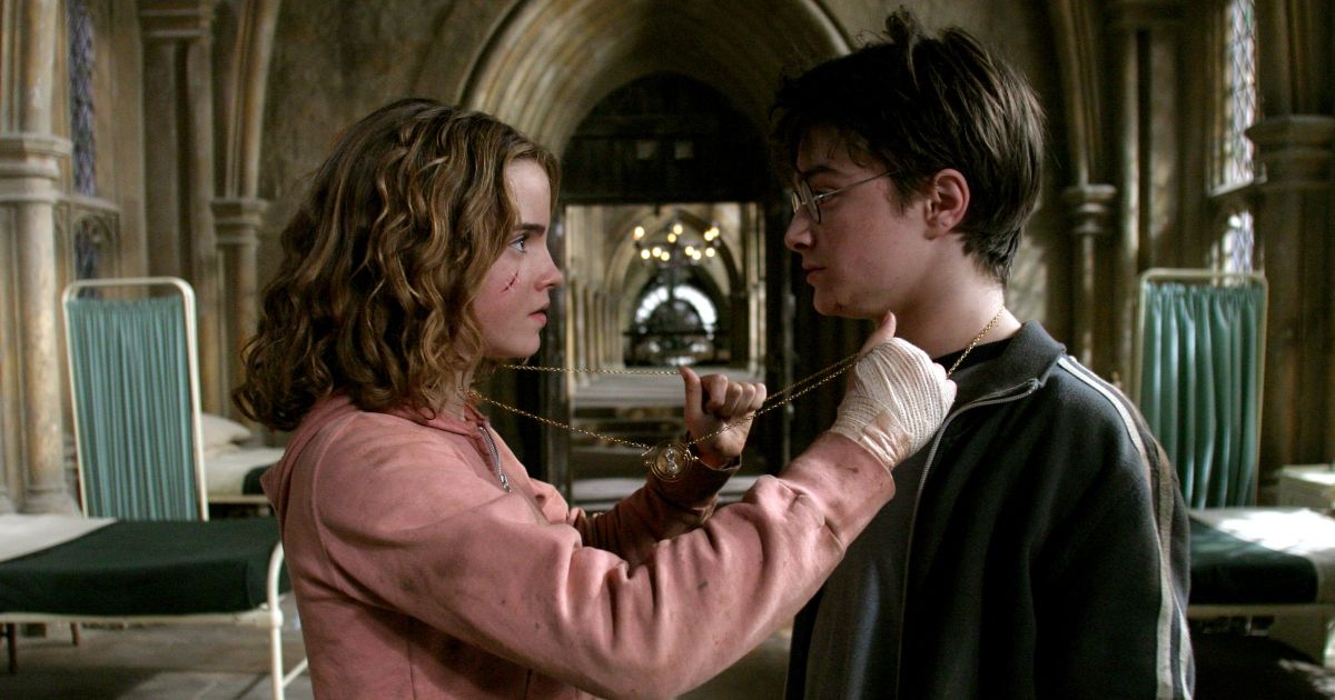 Hermione using the time turner with Harry