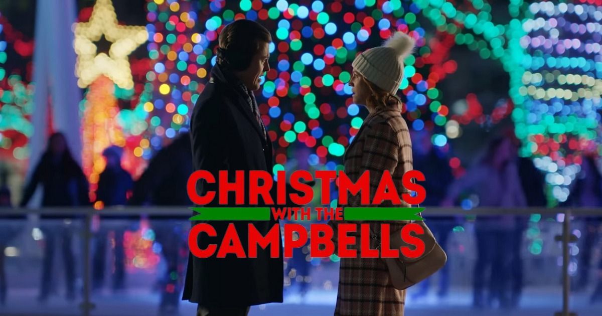 Alex Moffatt and Brittany Snow in the movie Christmas with the Campbells 2022
