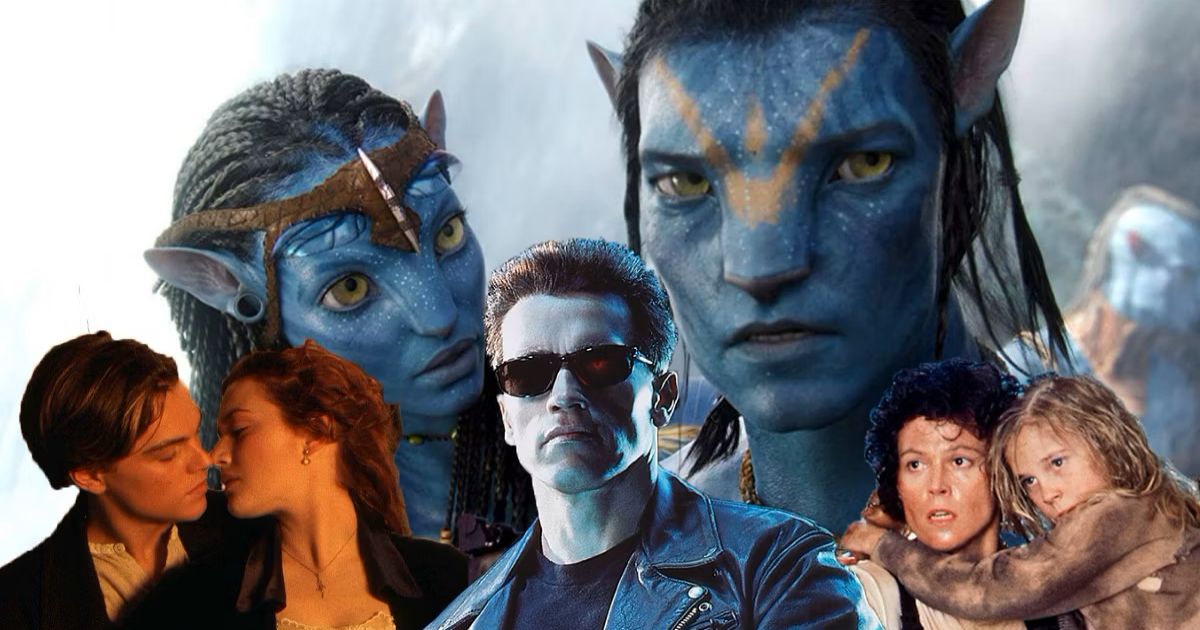 James Cameron movies that inspired Avatar 2, including Terminator, Aliens, and Titanic