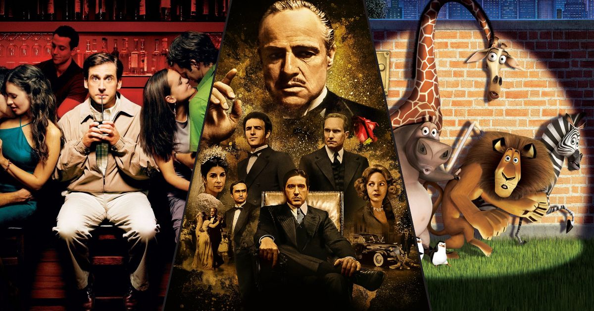 January Peacock Movies including Godfather, 40 Year Old Virgin, and Madagascar