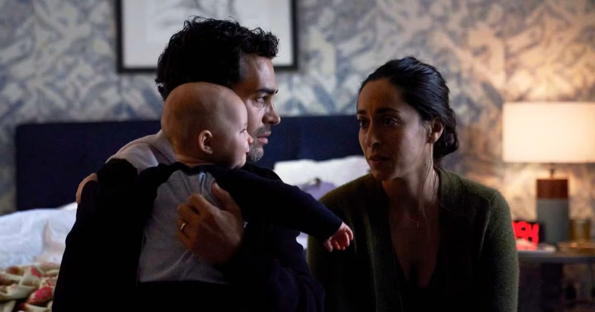 Oona Chaplin and Ramon Rodriguez in the horror movie Lullaby 2022