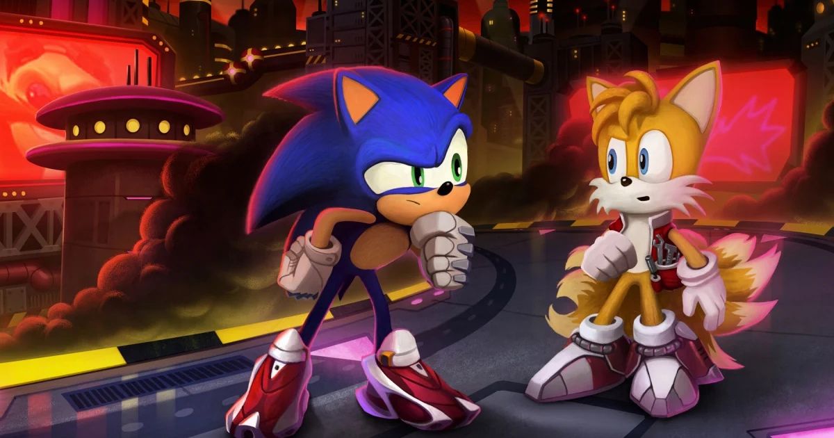 Sonic and Tails stand together looking confused.