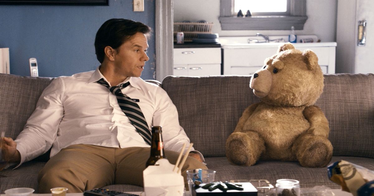 Wahlberg with Ted (Seth McFarlane)