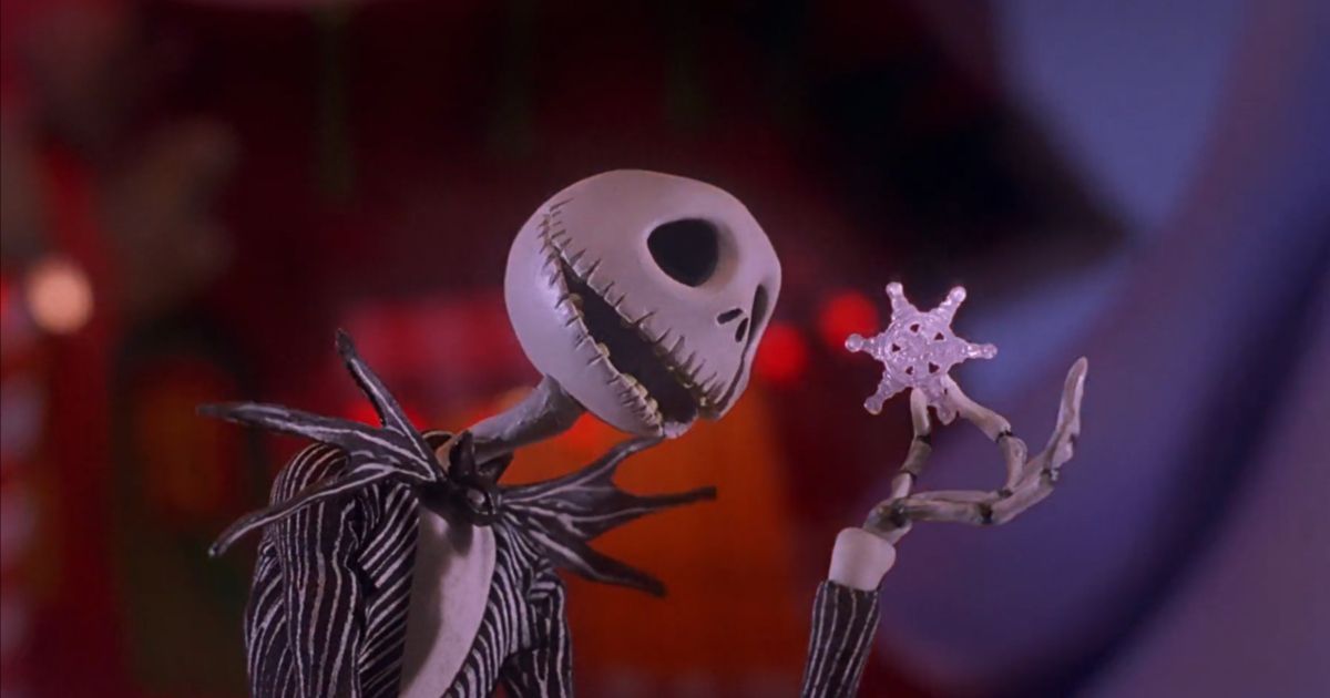 Jack Skellington observing a snow crystal