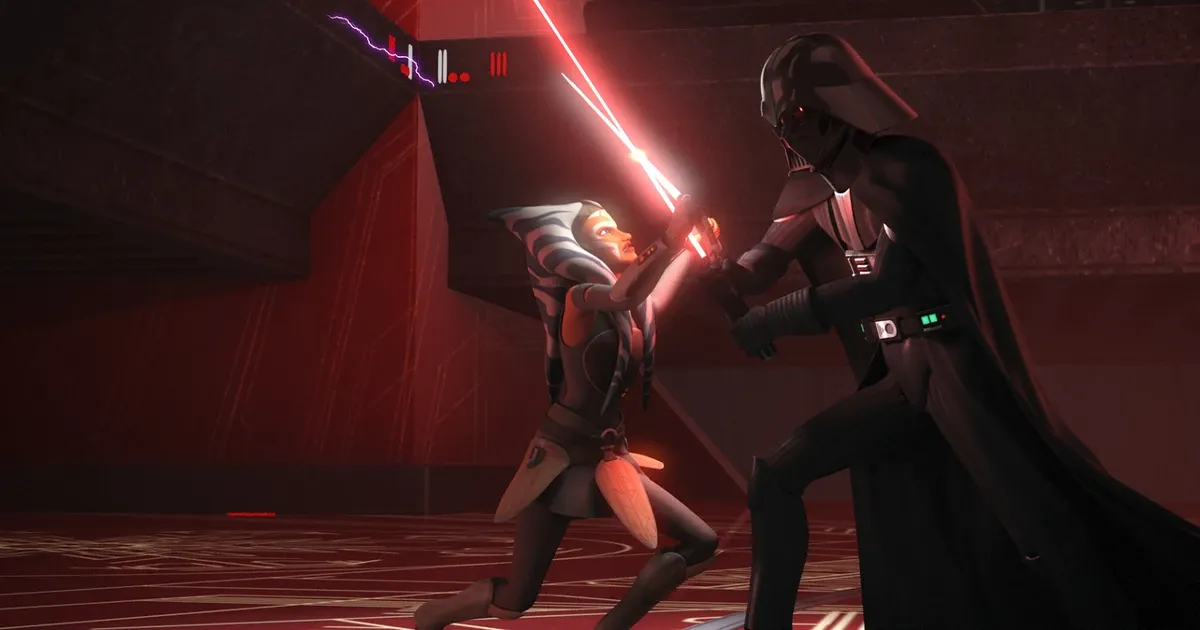 Darth Vader battles Ahsoka in Star Wars Rebels