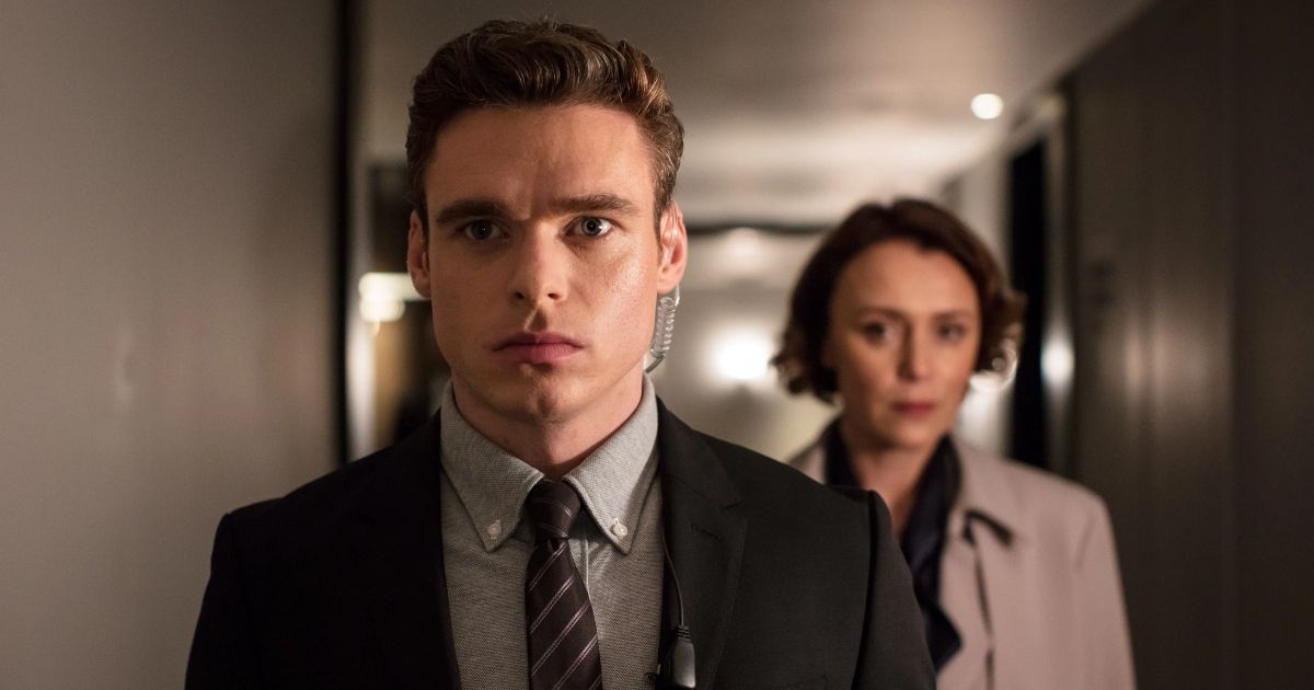 Richard Madden as PS David Budd and Keeley Hawes as The Rt. Hon. Julia Montague MP in Bodyguard (2018)