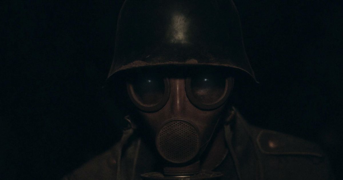 A WW1 soldier in a gas mask from Bunker.