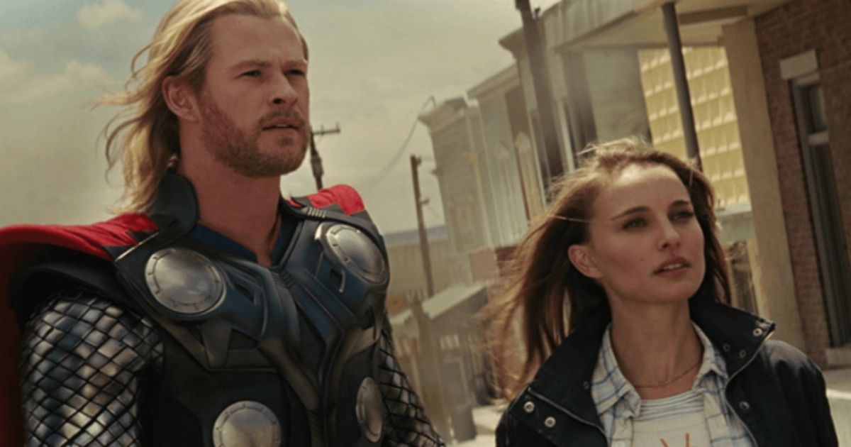 Chris Hemsworth as Thor and Natalie Portman as Jane in the first Thor