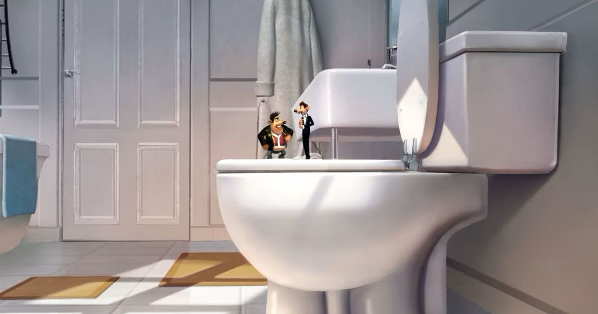 Flushed Away mice on toilet