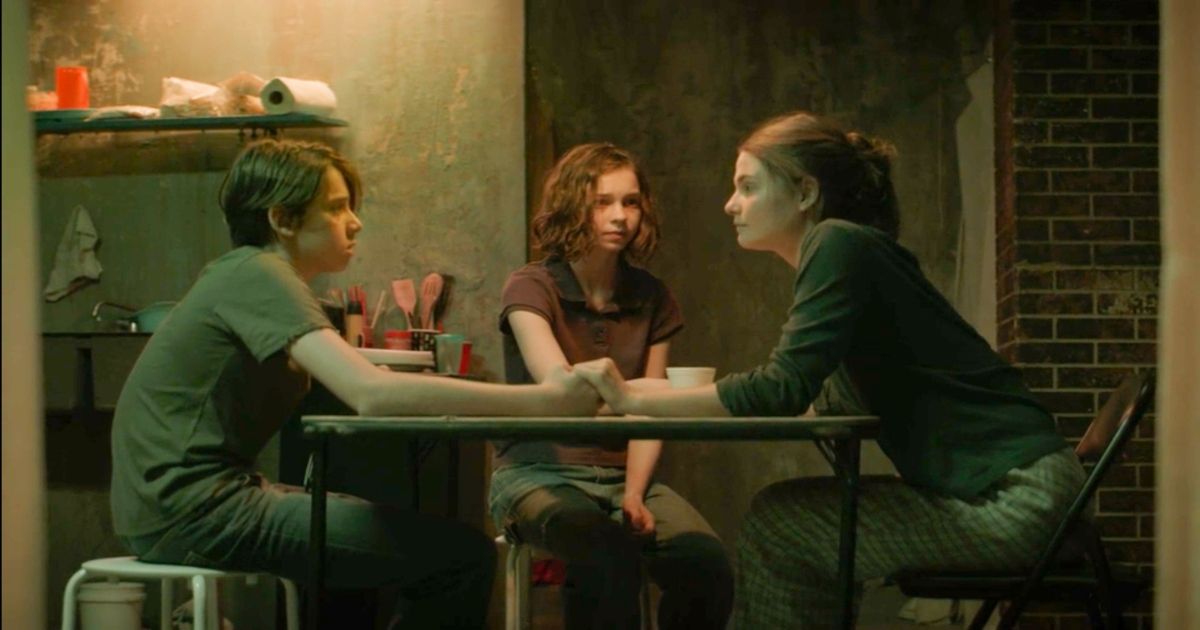 Braxton Bjerken, Emma Myers and Stefanie Scott in Girl in the Basement