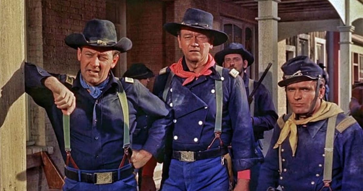 John Wayne and William Holden as calvary officers in The Horse Soldiers