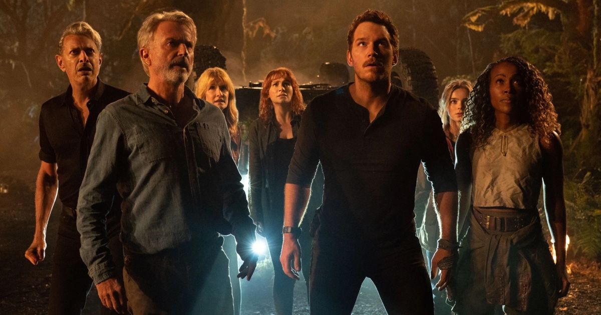Chris Pratt, Sam Neill, Jeff Goldblum, Bryce Dallas Howard, Laura Dern, Isabella Sermon and DeWanda Wise in Jurassic World: Dominion