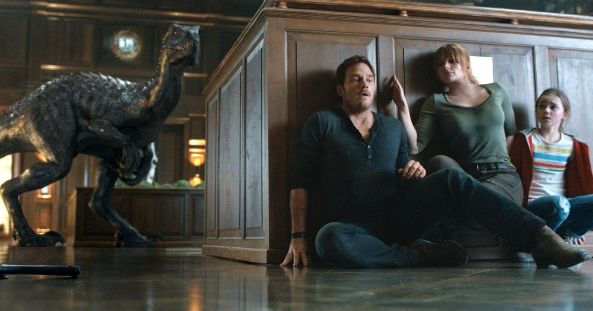 Chris Pratt, Bryce Dallas Howard and Isabella Sermon in Jurassic World: Fallen Kingdom