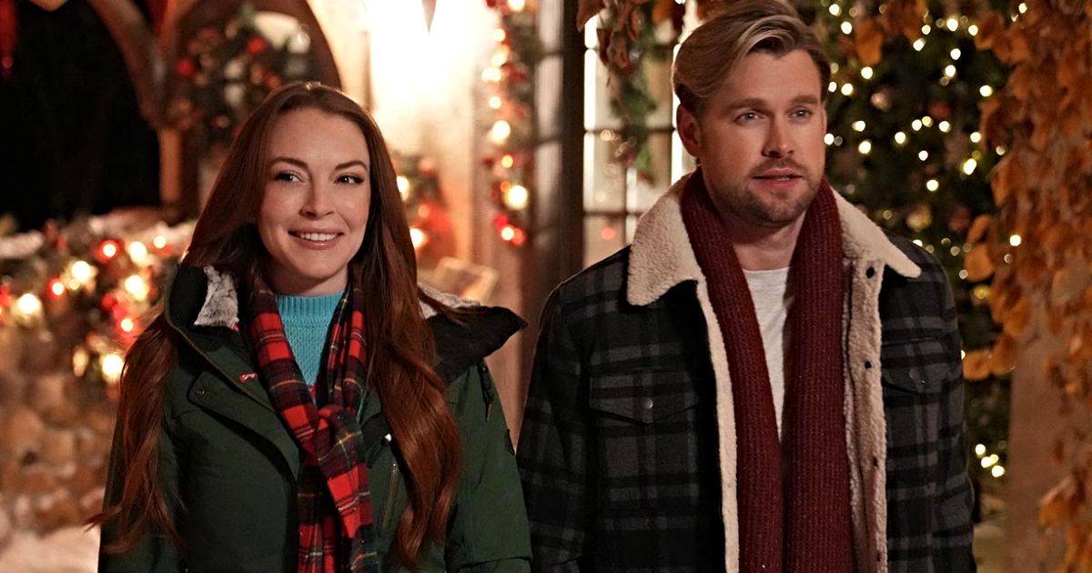 Lindsay Lohan and Chord Overstreet star in Falling for Christmas.