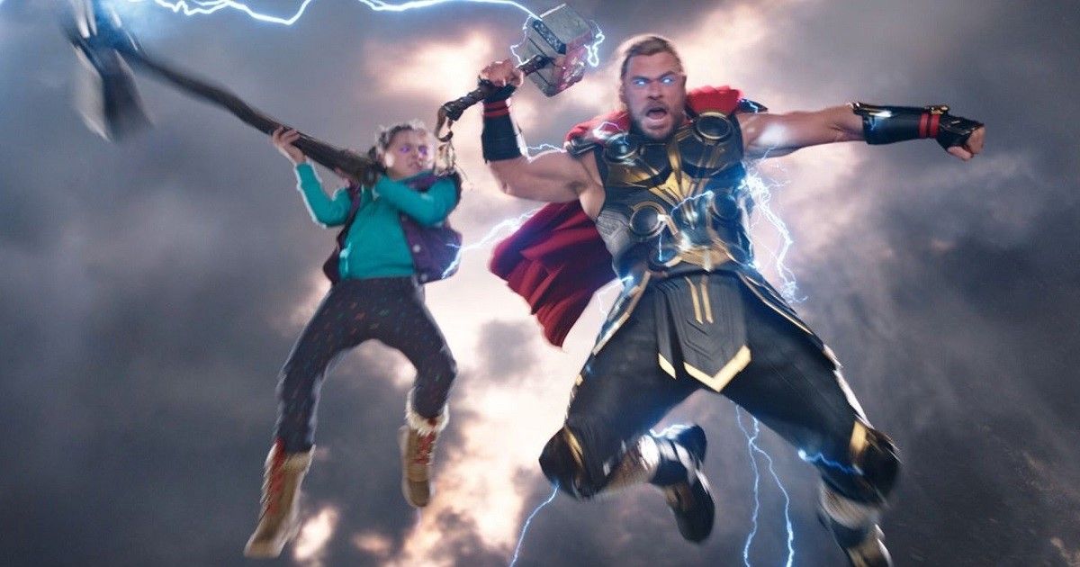 Chris Hemsworth and India Rose as Thor and Love go into battle in Thor: Love and Thunder