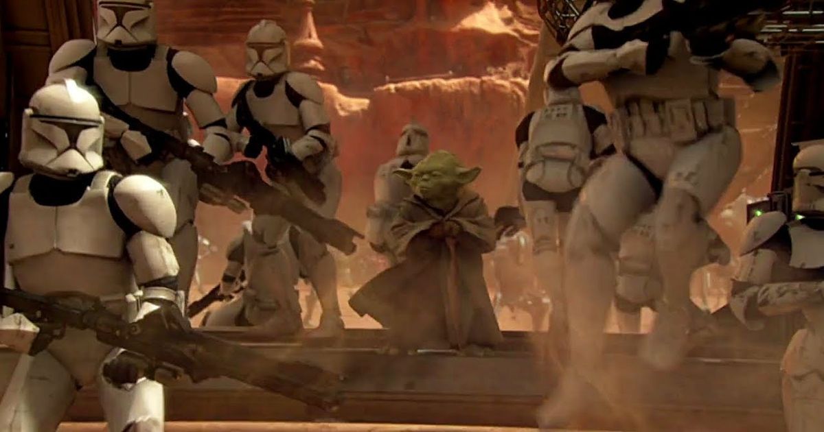 Yoda and Clone Troopers in Attack of the Clones