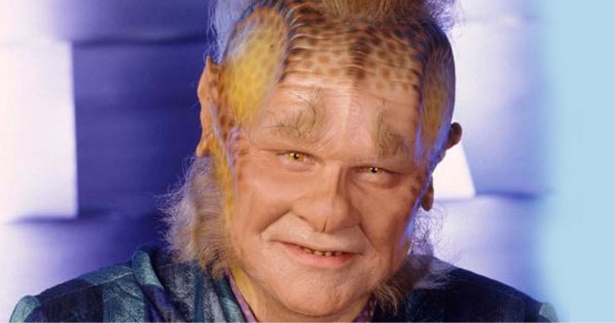 Neelix from Star Trek smiles at the viewer. 