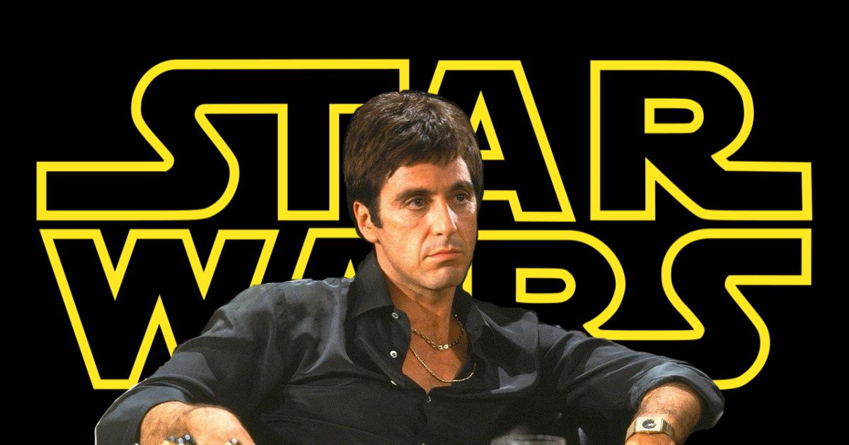 Al Pacino in Scarface with the Star Wars logo