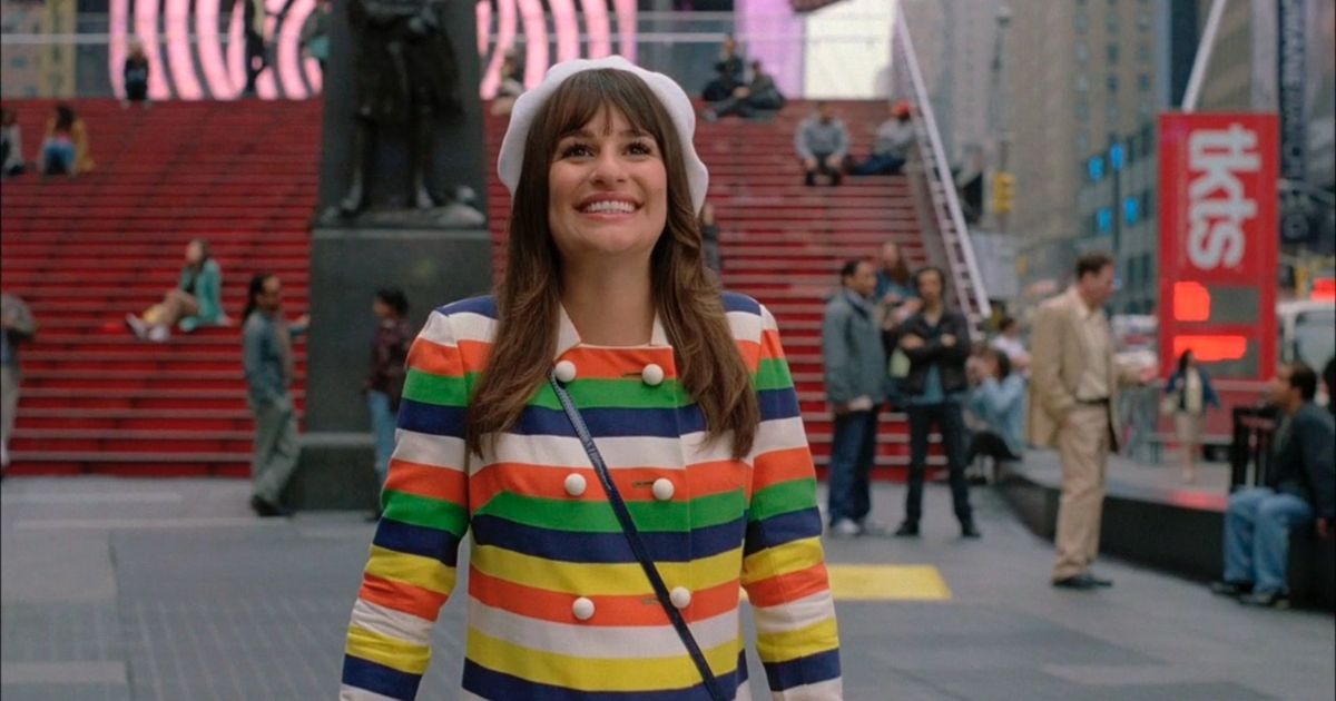 Lea Michele as Rachel Berry in Glee.